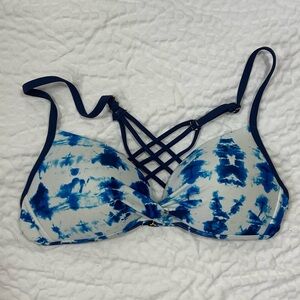 Endless Sun Blue/White Tie Dye Padded Underwire Bikini Top Size M